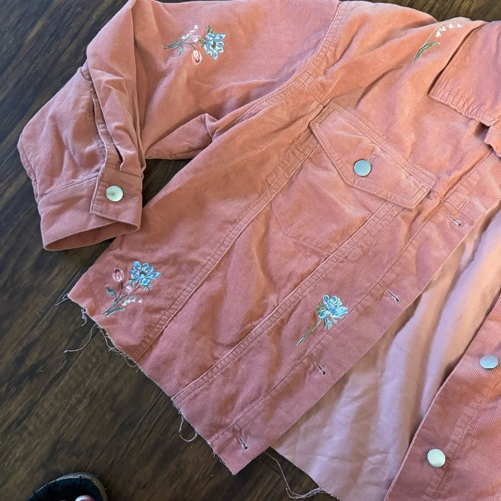 H&M Coral Jacket with Floral Embroidery